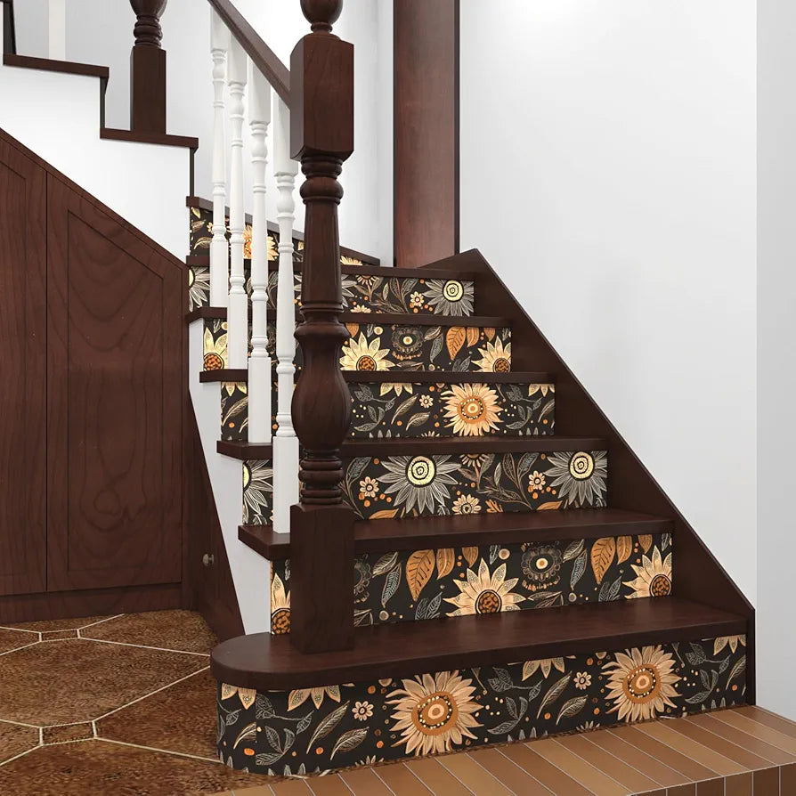 Dark Wallpaper Peel and Stick Boho Wallpaper for Bedroom Black Floral Contact Paper Waterproof Self Adhesive Vintage Wall Mural Walls Drawers Bookcase 17.5in x118in
