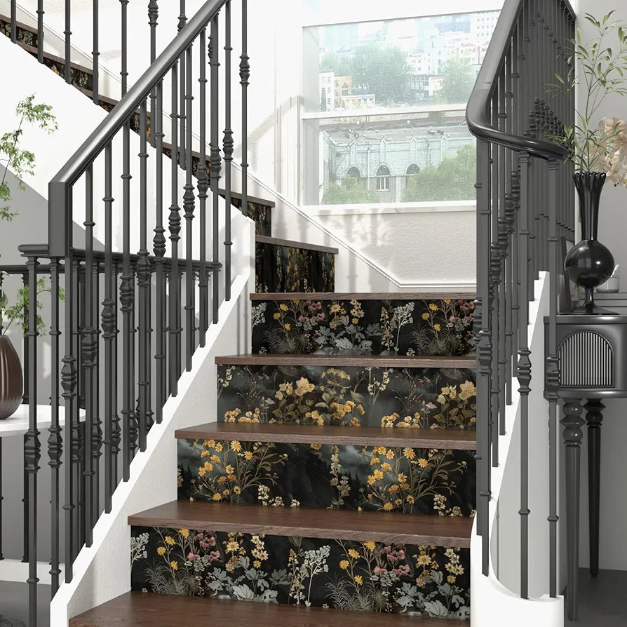 Foggy Floral Wallpaper Peel and Stick Boho Wallpaper 17.5in x118in Vintage Leaf Contact Paper Self-Adhesive Removable Modern Wall Paper for Bedroom Walls Kitchen Cabinet Stair