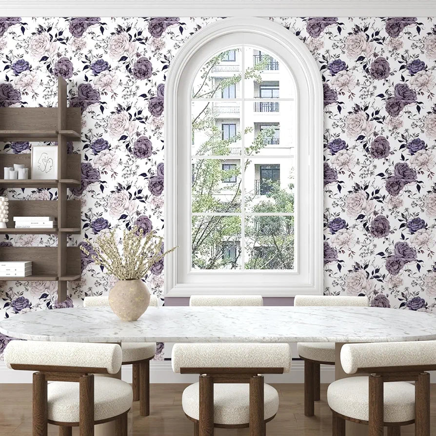 Floral Wallpaper Peel and Stick, Flower Contact Paper Botanical Wall Murals Self Adhesive Removable Waterproof for Bedroom Bathroom Shelves Cabinet Table Decor 17.5" x 118"