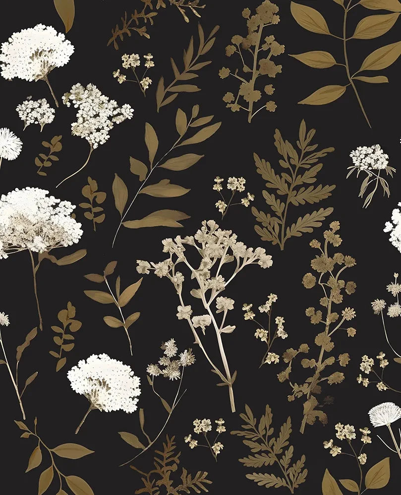 Dark Floral Wallpaper Peel and Stick Boho Wallpaper 17.5in x 118in Vintage Leaf Contact Paper Vinyl Waterproof Self Adhesive Leaf Botanical Wall Paper for Bedroom Walls Kitchen Cabinet