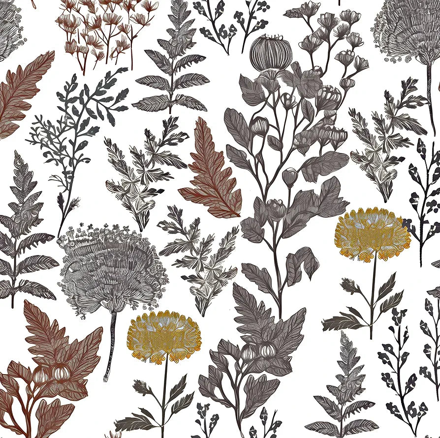 Botanical Wallpaper Peel and Stick, Vintage Floral Contact Paper 17.5" x 118", Jungle Wall Paper Mural Removable Self Adhesive Waterproof for Room Shelves Cabinet Drawer Table