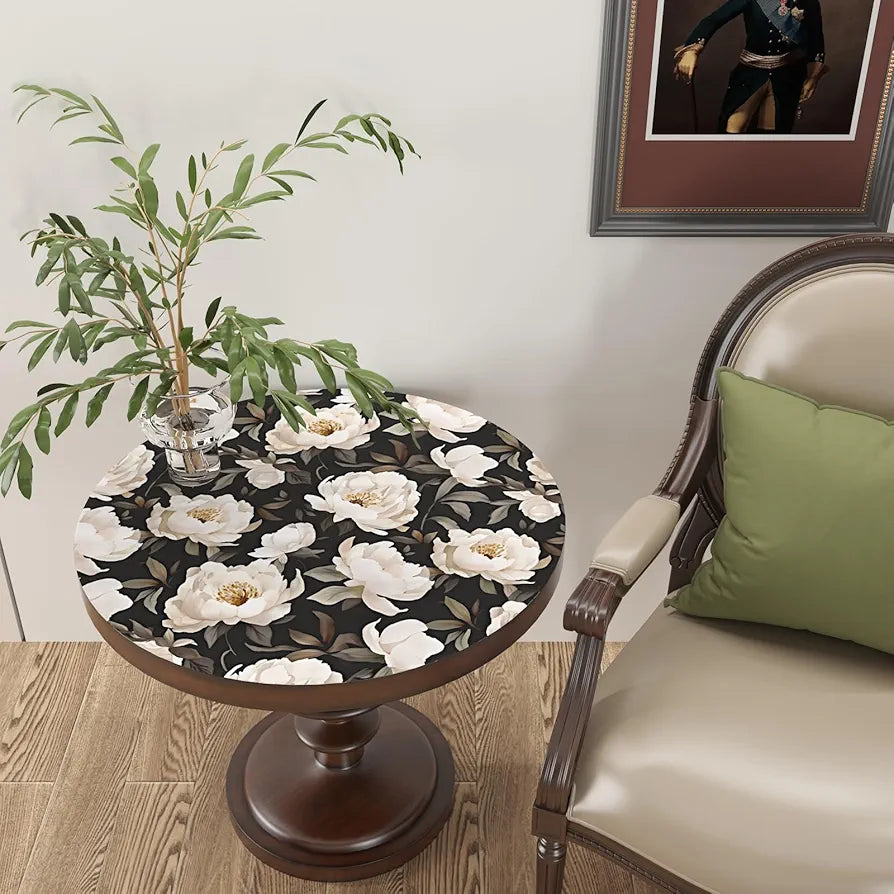 Floral Wallpaper Peel and Stick, Black/Beige Contact Paper Large Peony Flowers 17.5" x 118", Vintage Wall Paper Mural Self Adhesive Removable Waterproof for Room Bedroom Shelves Cabinet Drawer Table