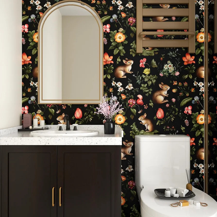 Squirrels Wallpaper Peel and Stick Forest Animals Wallpaper Fairytale Contact Paper for Kid’s Rooms Boho Self Adhesive Wall Mural for Cabinets Shelf Walls Decor 17.5in x 118in