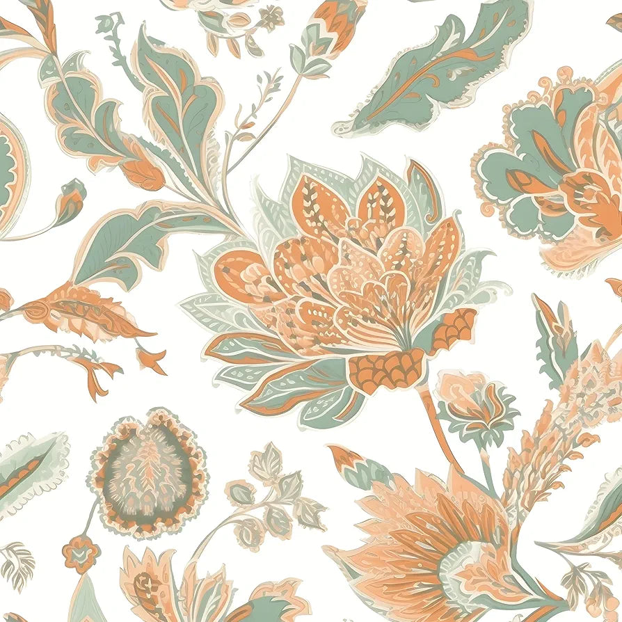Boho Wallpaper Peel and Stick Modern Floral Contact Paper Vinyl Waterproof Self-Adhesive Botanical Vintage Wall Paper for Walls Mural Drawers Cabinet 17.5in x 118in