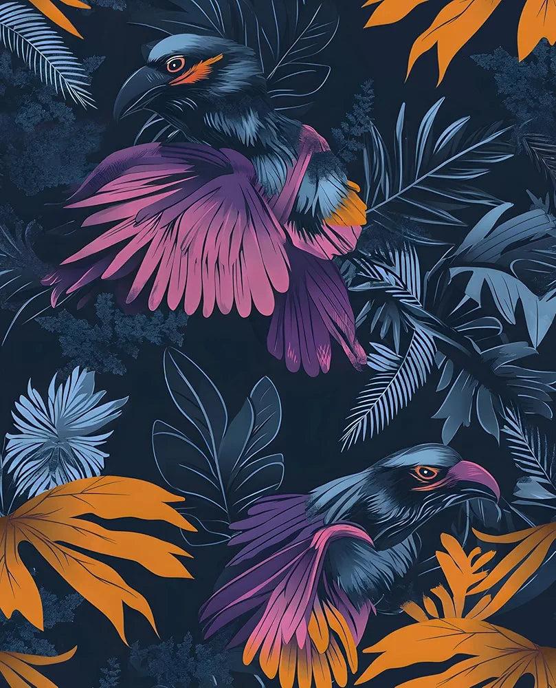 Boho Wallpaper Peel and Stick Vintage Floral Bird Condor Contact Paper 17.5in x118in Waterproof Removable Self-Adhesive Modern Wallpaper for Bedroom Wall Countertop Table