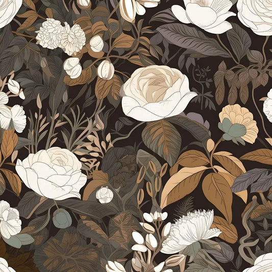 Floral Wallpaper Peel and Stick 17.5" x 118" Boho Flower Contact Paper, Self Adhesive Removable Waterproof Vintage Floral Wall Paper for Bedroom Walls Countertop Cabinet