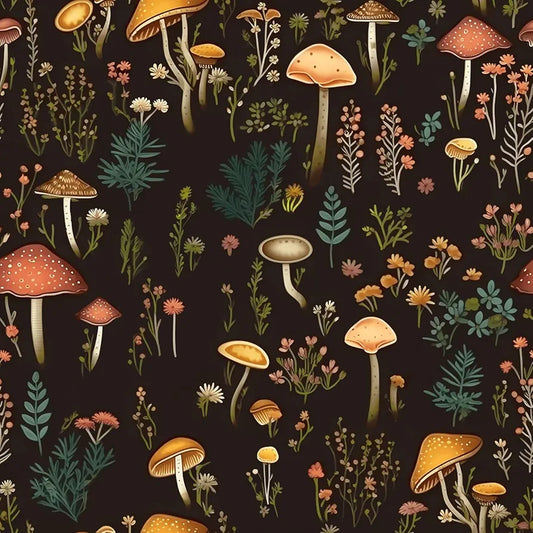 Boho Mushroom Wallpaper Peel and Stick Floral Contact Paper 17.5in x 9.8ft Mural Vinyl Self Adhesive Removable Waterproof Vintage Botanical Wall Paper for Kid’s Room Walls Cabinets