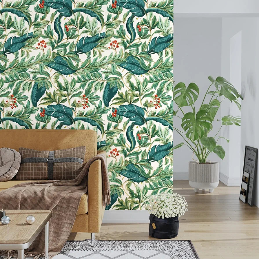 Tropical Wallpaper Peel and Stick Boho Palm Leaves Wallpaper Self Adhesive Green Contact Paper Rainforest Leaf Wall Paper Home Decor for Bedroom Walls Desk Cabinet