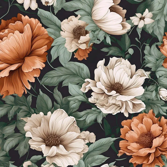 Floral Wallpaper Peel and Stick, Vintage Large Blooming Flowers Contact Paper 17.5" x 118", Retro Wall Paper Self Adhesive Removable Waterproof for Room Walls Shelves Cabinet Table 
