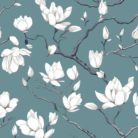 Vintage Floral Wallpaper Peel and Stick Blue Floral Contact Paper for Bedroom Waterproof Self Adhesive Boho Leaf Wall Paper for Cabinets Locker Walls Bookcase Decor 17.5" X 118"