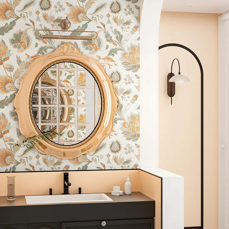 Boho Wallpaper Peel and Stick Modern Floral Contact Paper Vinyl Waterproof Self-Adhesive Botanical Vintage Wall Paper for Walls Mural Drawers Cabinet 17.5in x 118in