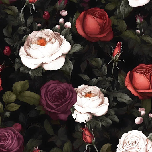 Boho Wallpaper Peel and Stick Dark Floral Contact Paper Vinyl Waterproof Self-Adhesive Botanical Vintage Rose Wall Paper for Bedroom Walls Drawers Cabinet Decor 17.5in x 118in