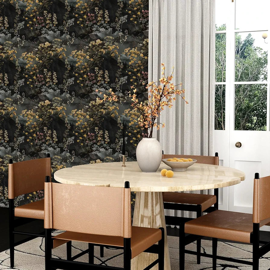 Foggy Floral Wallpaper Peel and Stick Boho Wallpaper 17.5in x118in Vintage Leaf Contact Paper Self-Adhesive Removable Modern Wall Paper for Bedroom Walls Kitchen Cabinet Stair