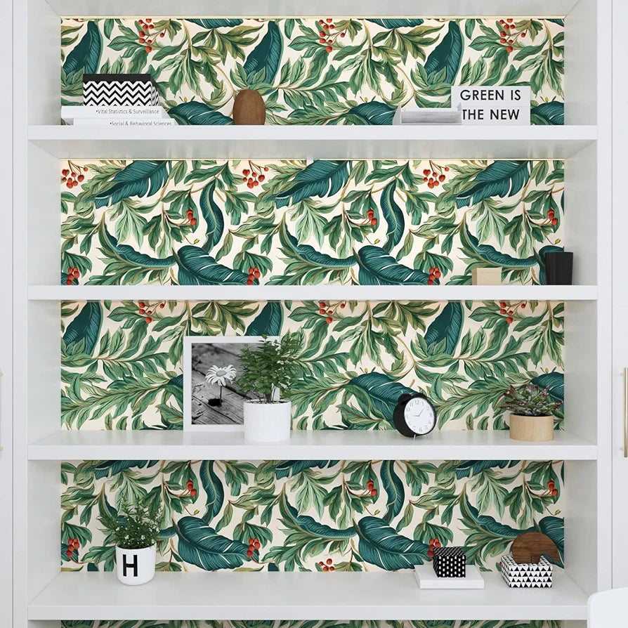 Tropical Wallpaper Peel and Stick Boho Palm Leaves Wallpaper Self Adhesive Green Contact Paper Rainforest Leaf Wall Paper Home Decor for Bedroom Walls Desk Cabinet