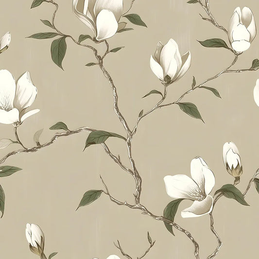 Floral Wallpaper Peel and Stick Vintage Flowers Contact Paper Waterproof Self Adhesive Removable Khaki Botanical Modern Wall Paper for Bedroom Walls Cabinet Locker 17.5" X 118"