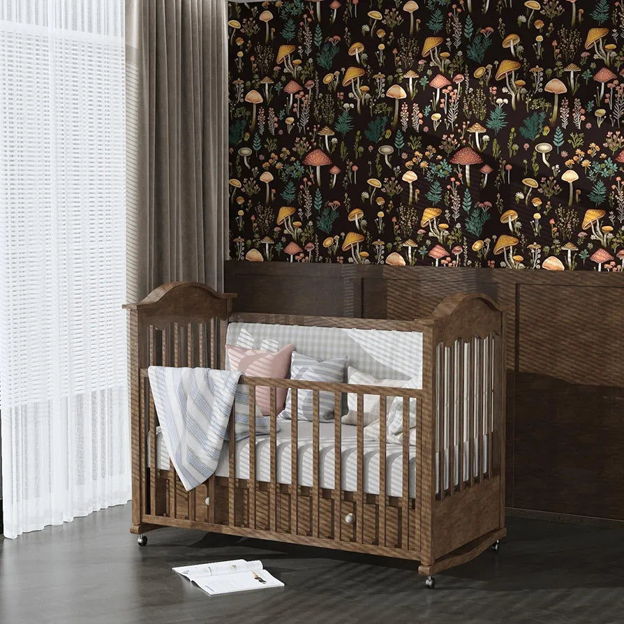 Boho Mushroom Wallpaper Peel and Stick Floral Contact Paper 17.5in x 9.8ft Mural Vinyl Self Adhesive Removable Waterproof Vintage Botanical Wall Paper for Kid’s Room Walls Cabinets