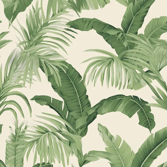 Leaf Wallpaper Peel and Stick, Beige Green Botanical Contact Paper, Tropical Palm Leaves Wall Paper Self Adhesive Waterproof Removable for Room Shelves Cabinet Drawer Table 17.5" x 118"