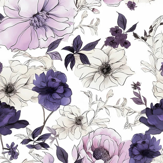 Floral Peel and Stick Wallpaper,Purple/White/Pink Watercolor Flower Contact Paper, Botanical Wall Paper Mural Self Adhesive Removable Waterproof for Bedroom Shelves Cabinet Drawer Table 17.5" x 118"