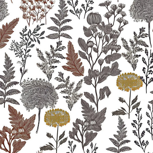 Botanical Wallpaper Peel and Stick, Vintage Floral Contact Paper 17.5" x 118", Jungle Wall Paper Mural Removable Self Adhesive Waterproof for Room Shelves Cabinet Drawer Table 