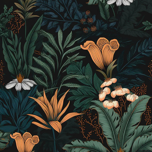 Boho Wallpaper Peel and Stick Dark Floral Contact Paper 17.5" x 118" Waterproof Self Adhesive Vintage Botanical Leaf Wall Paper for Bedroom Walls Cabinets Stairs
