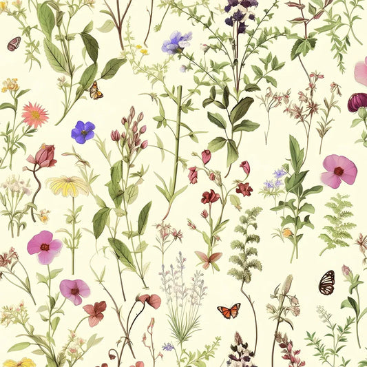 Vintage Floral Wallpaper Peel and Stick, Colorful Flowers Contact Paper, Yellow/Green Wild Plants Botanical Wall Paper Self Adhesive Removable for Bedroom Bathroom Shelves Cabinet Drawer 17.5" x 118"