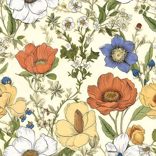 Yellow Floral Wallpaper Peel and Stick, Yellow/Orange Blooming Flowers Contact Paper, Botanical Wall Paper Self Adhesive Waterproof Removable for Bedroom Walls Shelves Cabinet Table 17.5" x 118"