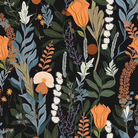 Boho Vintage Floral Wallpaper - Peel and Stick 17.5" x 118" Dark Botanical Contact Paper for Bedroom Walls and Bathroom Cabinets
